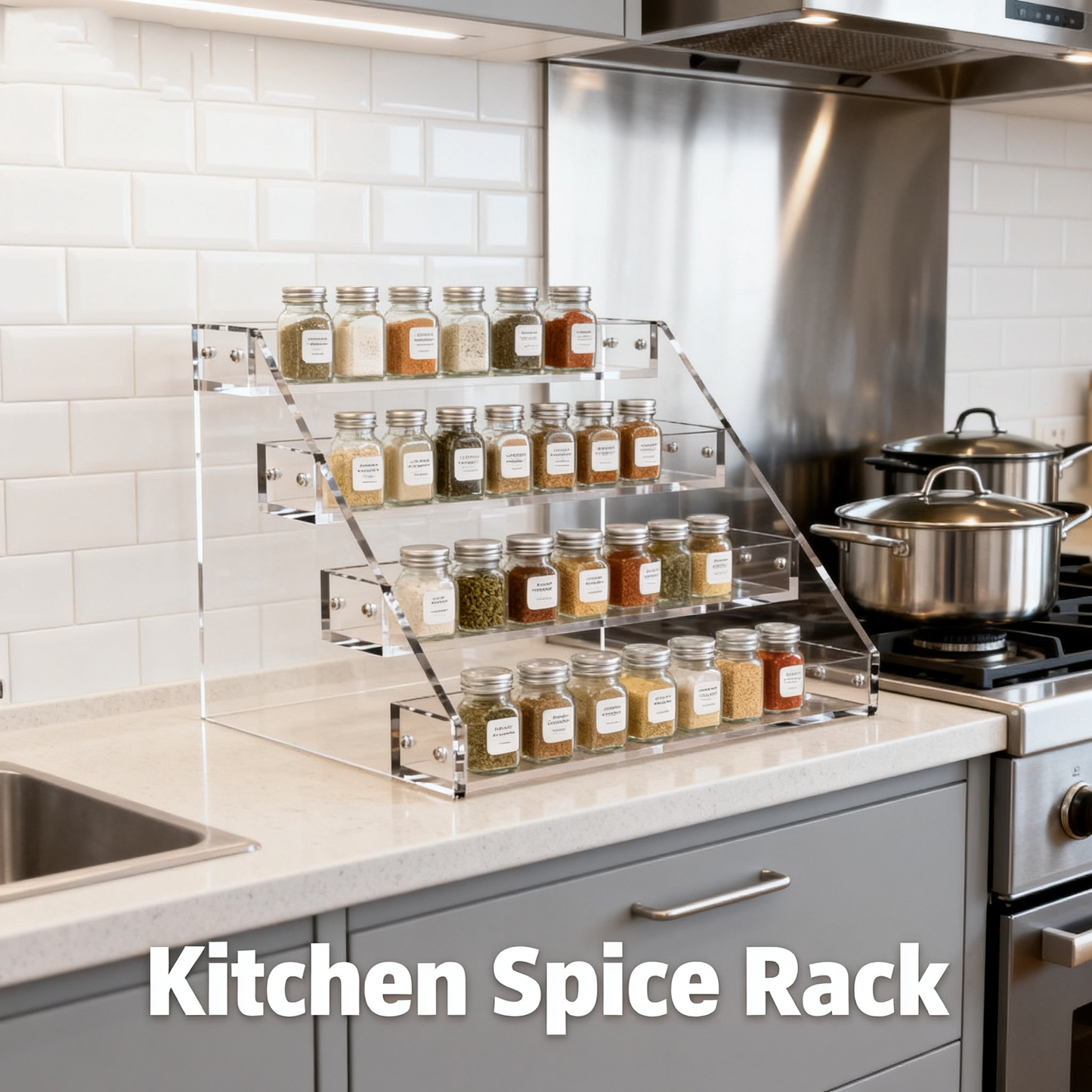 12" Acrylic Riser Display Stands - 4 Tier Clear Acrylic Display Shelf, Double Sided Usable, Makeup, Collectibles, Cupcakes & Dessert Table Decoration Acrylic Shelves for Funko Pop Figures , Cupcake, Candy Food