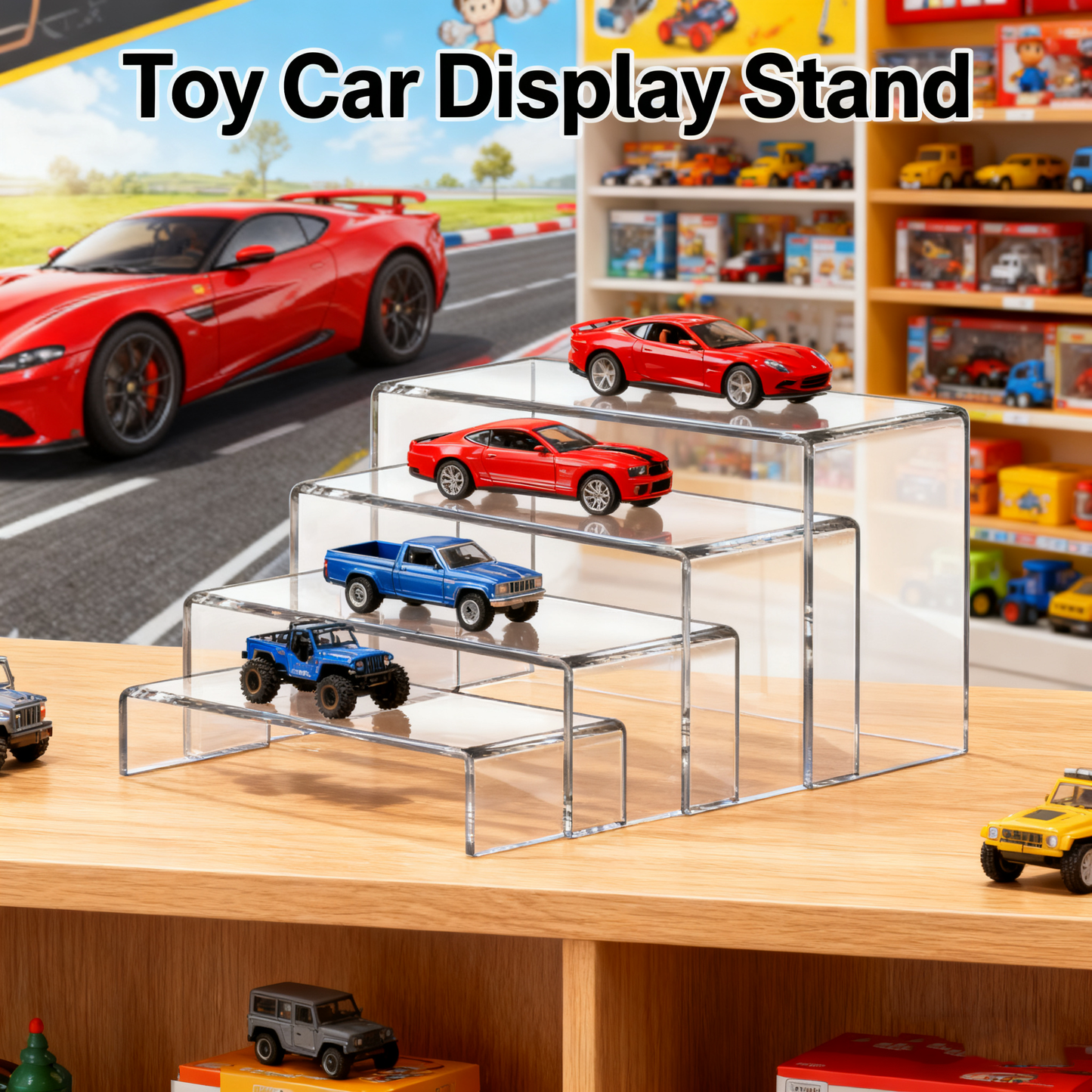 Acrylic Display Risers Set 8 Pcs 2 Set(7”L~8”L~9”L) Acrylic Display Set Rectangular Stands Shelf Clear Display Risers for Decor, Cake Shelves Retail Shoe Showcase,Perfume & Collectibles,Home Decoration