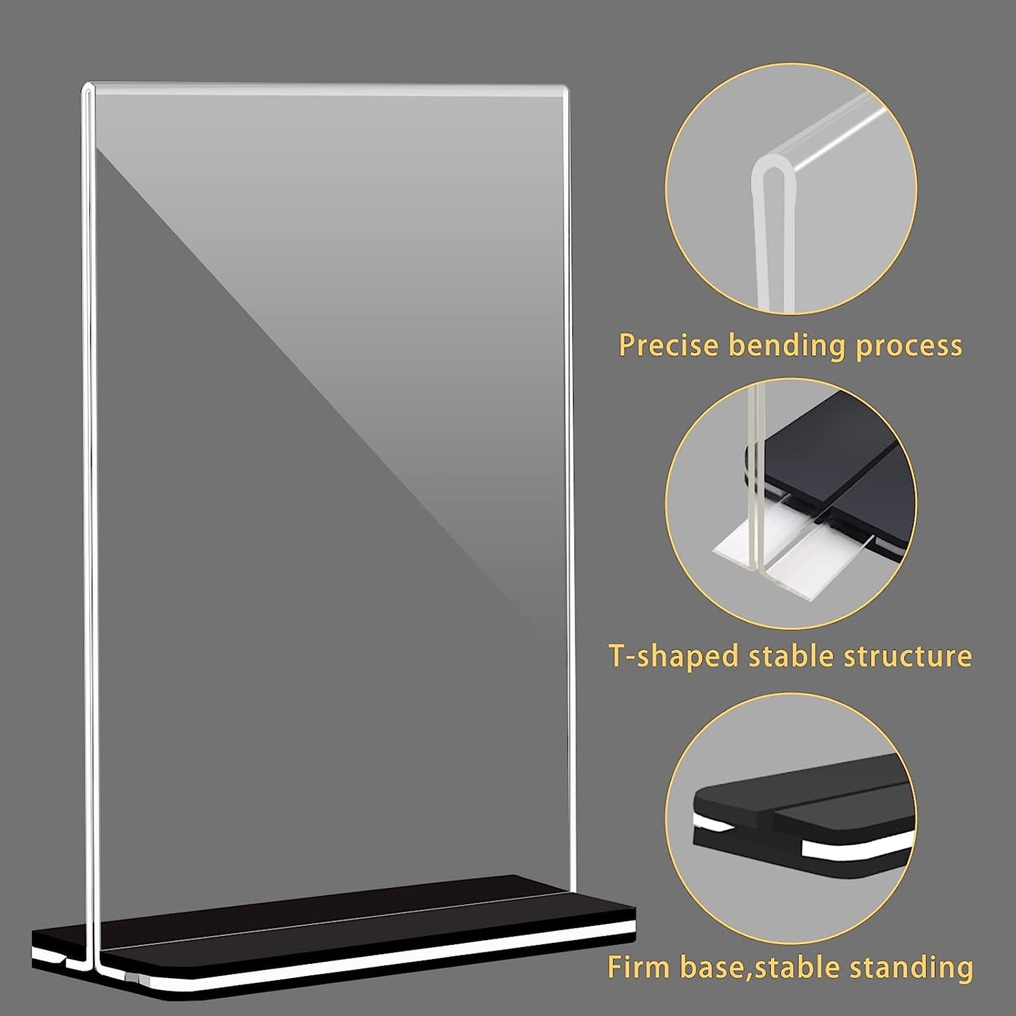 Acrylic Sign Holder 4 x 6 inch,T Shape Double-Sided Acrylic Stands for Office,Weddings, Photos