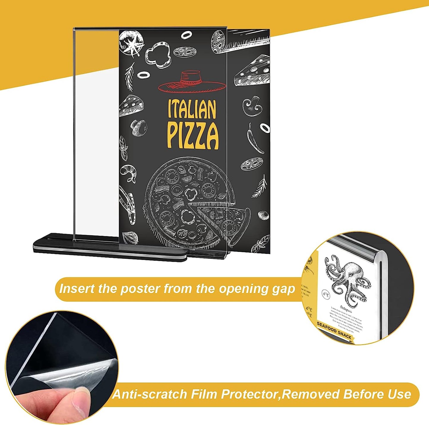 Acrylic Sign Holder, T Shape Double Sided Clear Flyer Stand, 8.5 x 11 Plastic Display Holder Vertical Menu Stand for Office Wedding Hotels