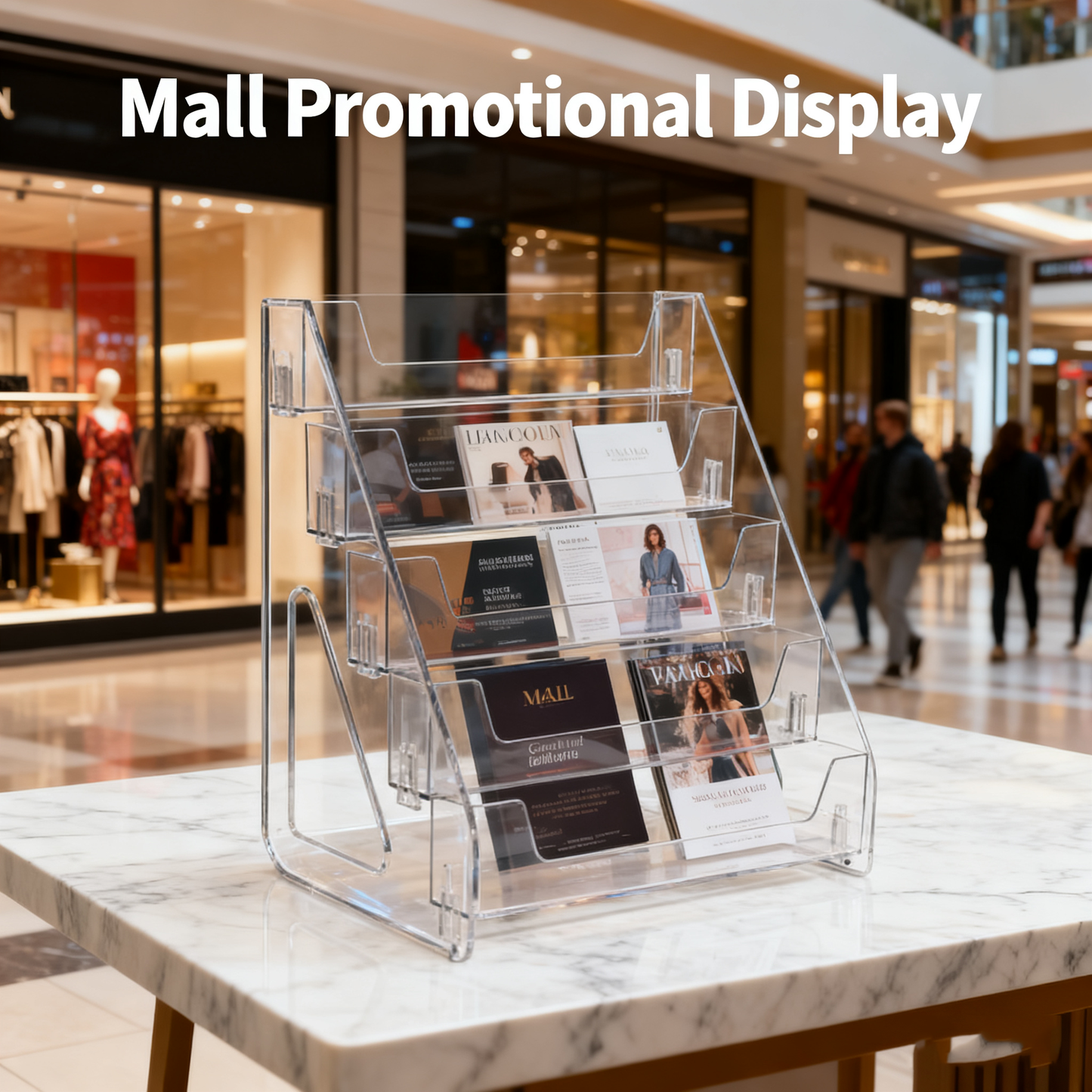 Acrylic Card Display Stand 5 Tier, Clear Display for Greeting Cards, Sports Cards, Postcards, Stickers & Brochures, Easy Snap-On, Increased Height & Thickness for Better,Thick Stable Design with Quick Snap-On Assembly for Stores & Exhibitions