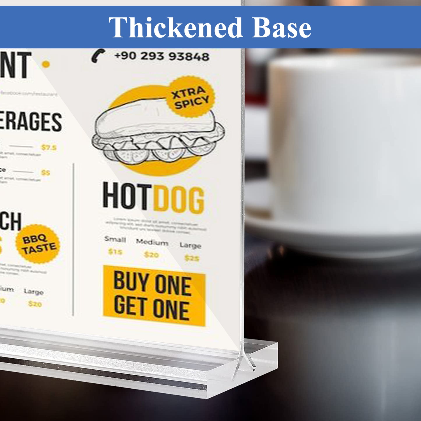 Arrobust Acrylic Sign Holder 11 x 8.5 Inches 4 Pack Horizontal, T -Shaped Double Sided Clear Paper Frames, PlasticTable Menu Display Holder, Document Flyer Table Stand for Office, Store, Restaurant -Landscape