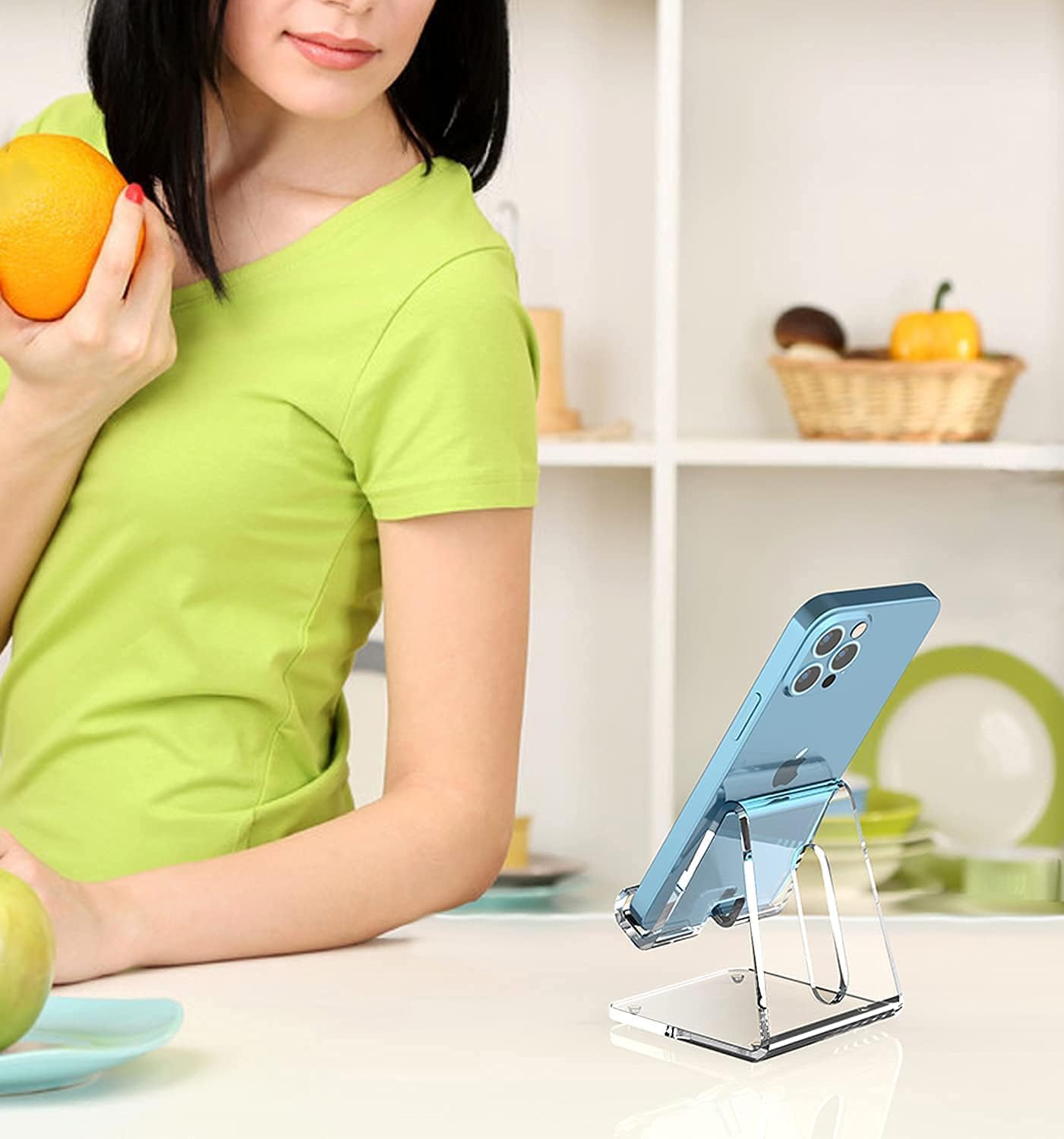 Acrylic Clear Phone Stand for Desk, Compatible with Phone Pro Max ,Android Smartphone, Pad, Desk Accessories