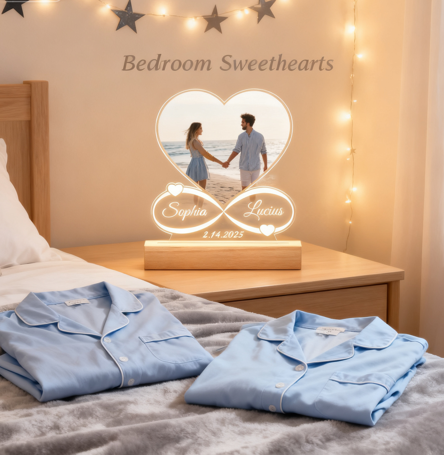 Custom Picture Frames with Photo, Personalized Photo Frame with LED Night Light, Text, Unique Gift for Couple, Girlfriend, Boyfriend, Women or Men, Perfect for Anniversary, Christmas & BirthdayBoyfriend Couple