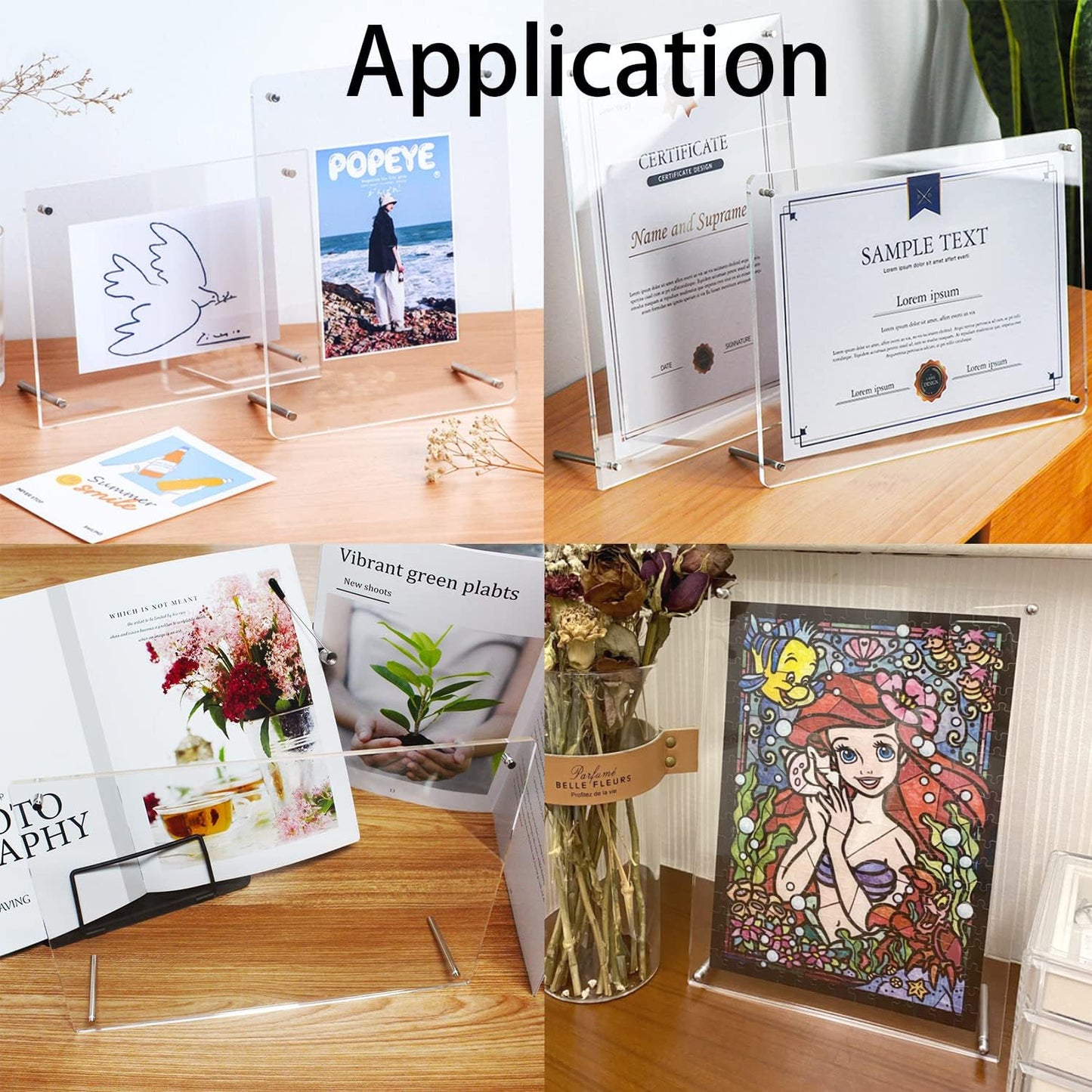 Clear Acrylic Wall Mount Floating Picture Frame A4 Letter Size Photo