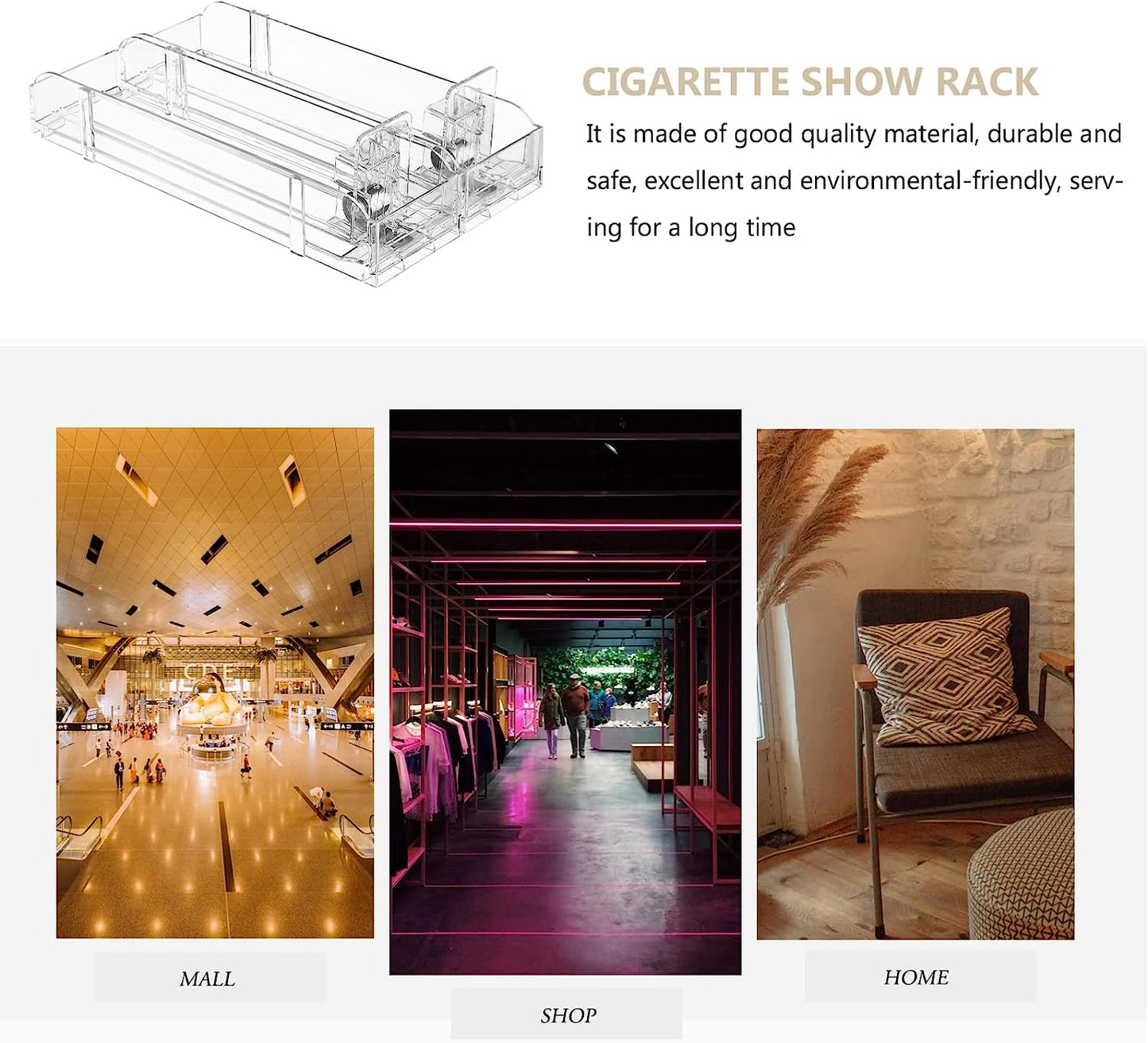 Store Display Shelves Matchbook Display Case, Automatic Clear Cigarette Display Stand Rack for Market Store (8Pcs Capacity)