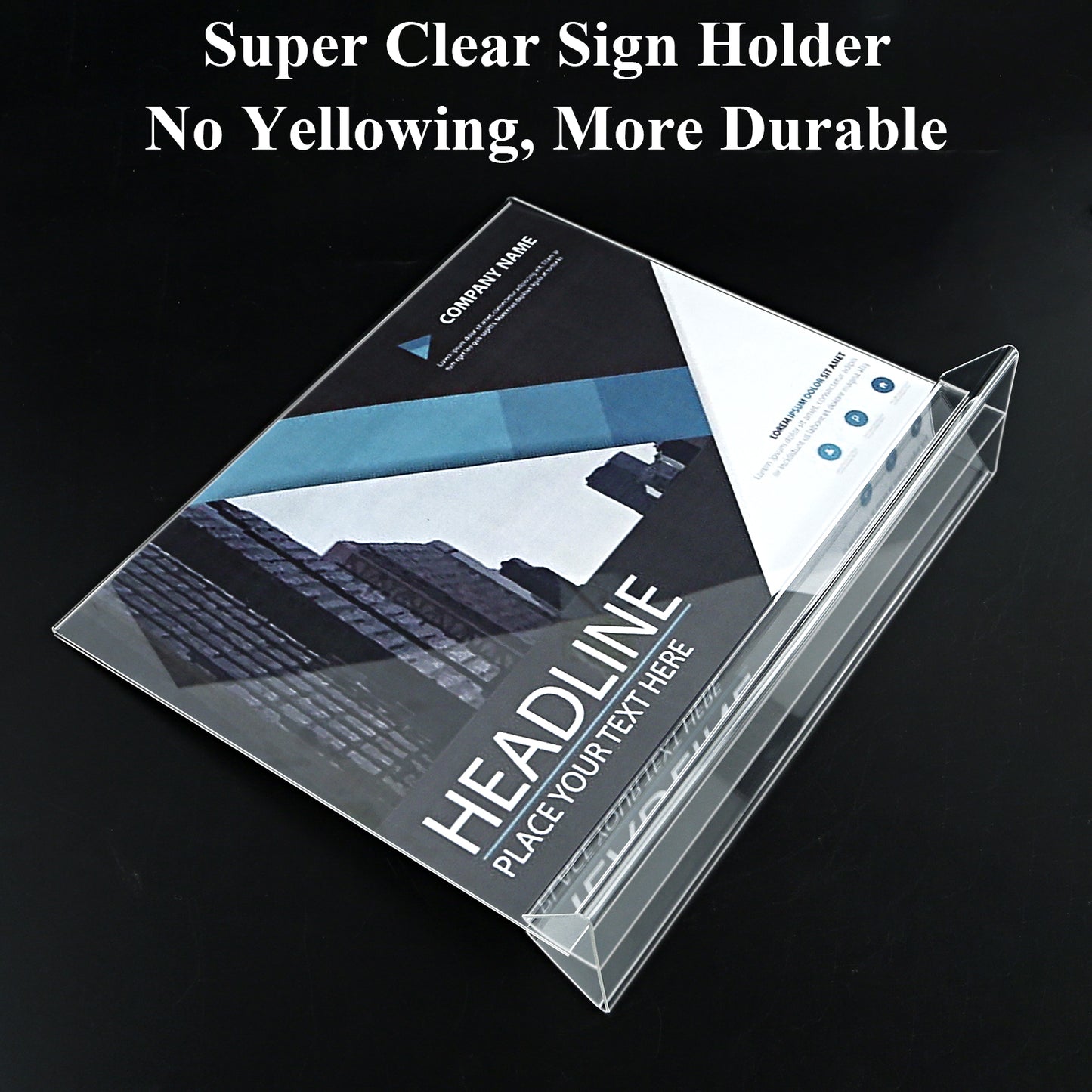 Horizontal Acrylic Sign Holder 11 x 8.5 - Double Sided T Shape Menu Table Stands, Plastic Paper Flyer Display Stand, Clear Picture Photo Frames for Wedding, Office, Store, Restaurant (6 Pack)