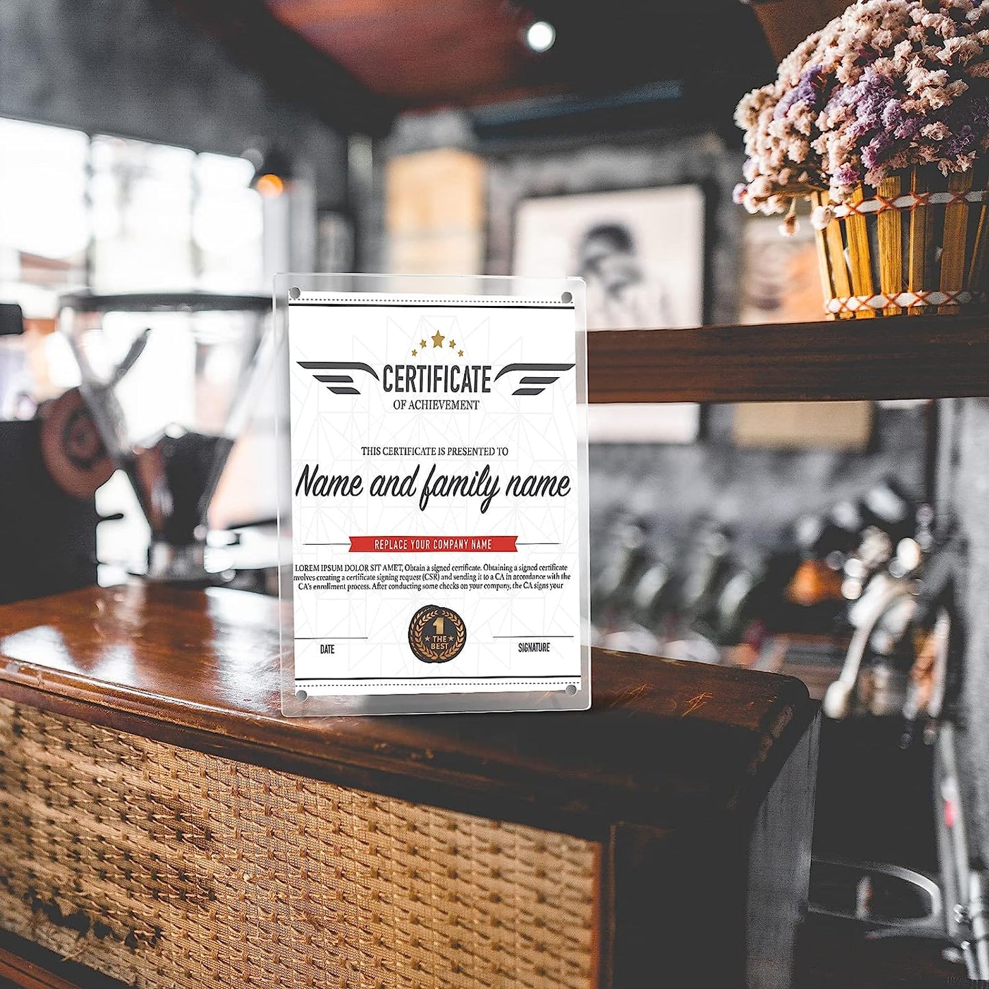 Acrylic Picture Frame 9.2x 7.3, Clear Certificate Frames , Photo Frame for Tabletop Display, Degree Certificate, and Family Portraits