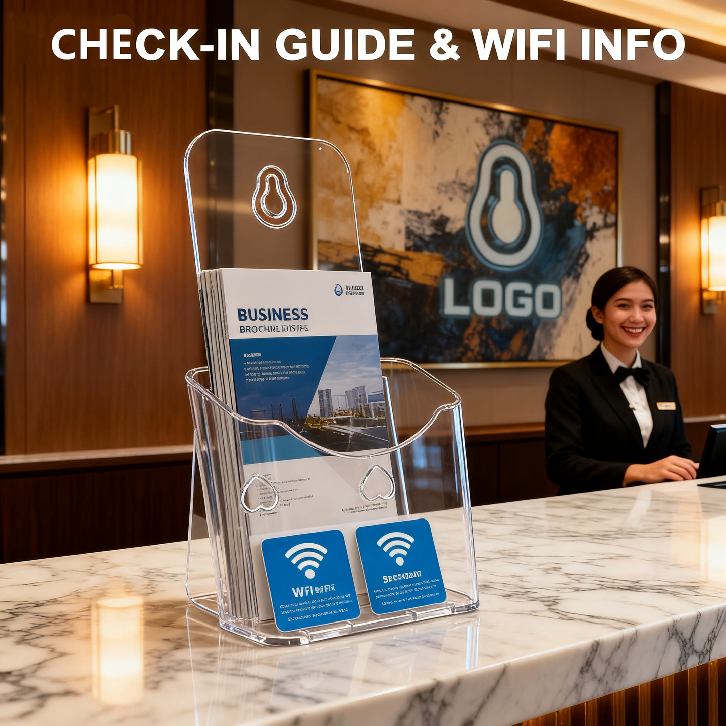 Acrylic Brochure Holder 4x9 Inches 2 Pack Slant Back Design, Clear Display Stand, Plastic Table Stand Sign Holder Pamphlet Holder Flyer Holder, Acrylic Table Signs Plastic Paper Holder for Office, Home, Store