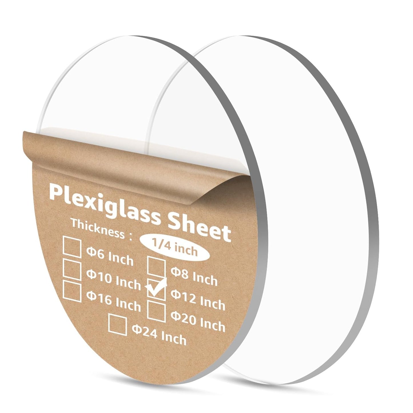 2Pcs 1/4" Round Clear Acrylic Sheets