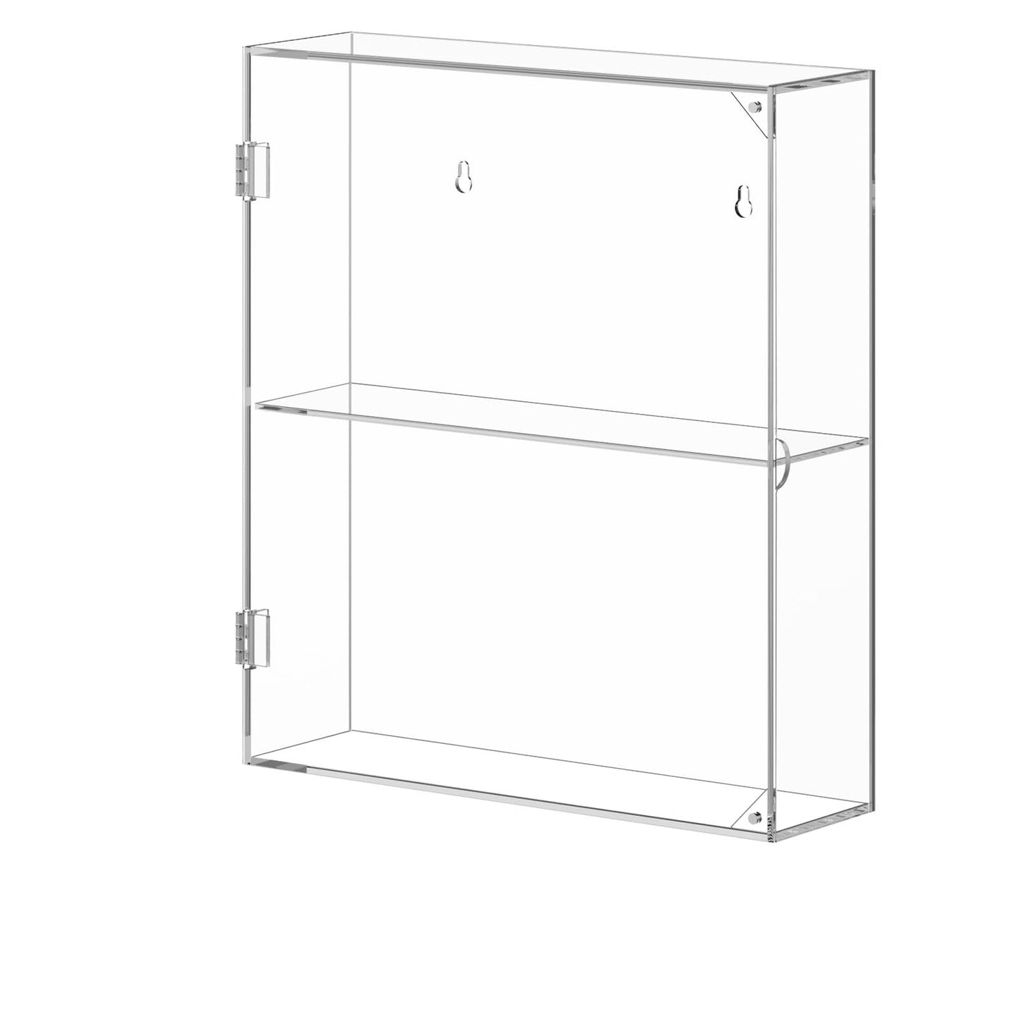 Acrylic Display Case 2 Tiers, Clear Display Case for Funko Pop Figures, Wall Mounted or Desktop Dustproof Display Cabinet Box for Collectibles,Rock,Crystals,Mini Toys,Decorative Crystals