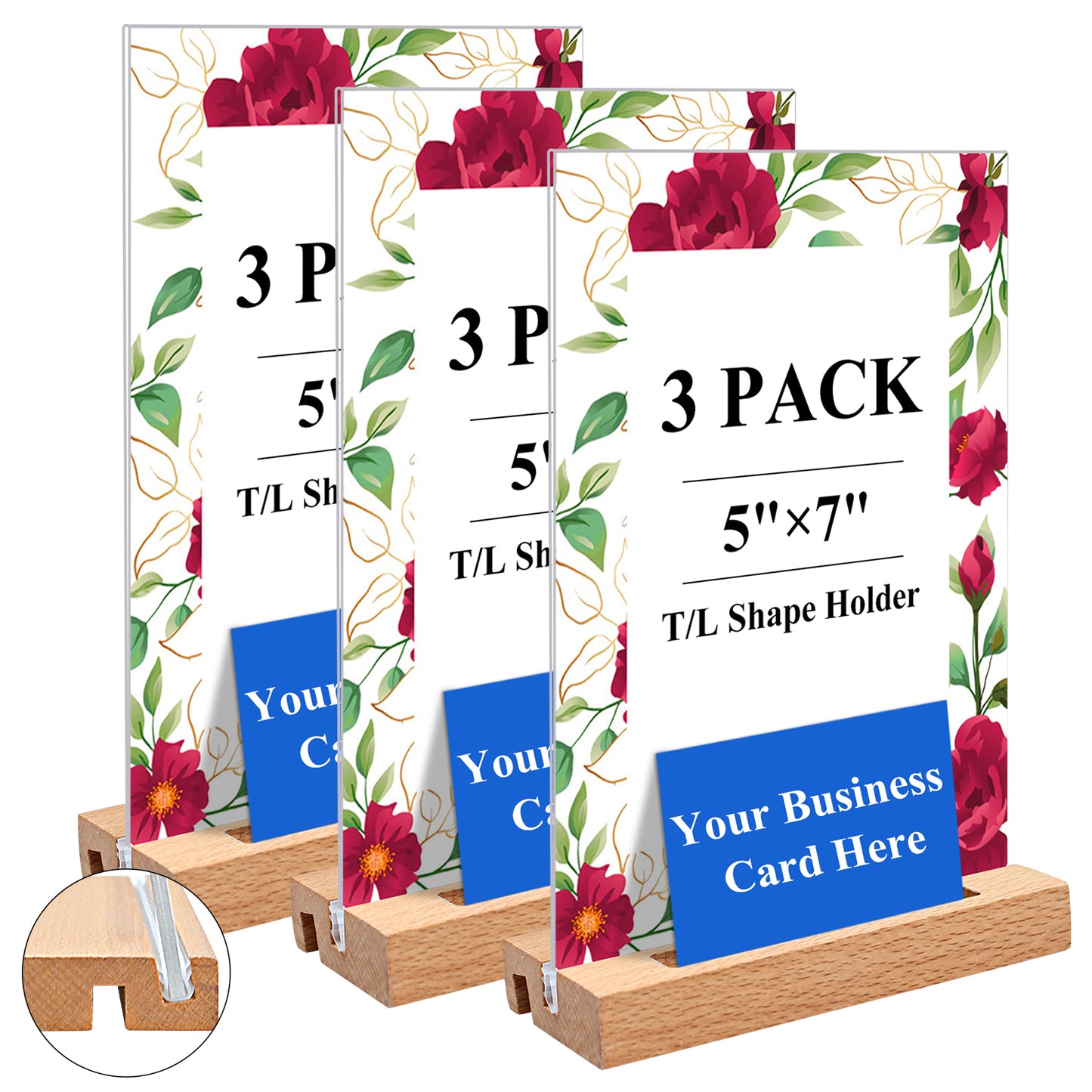 Acrylic Sign Holder Name Card Stand 5 x 7 Plastic Display Stand Paper Holder Picture Photo Frames Flyer Holder for Office Store