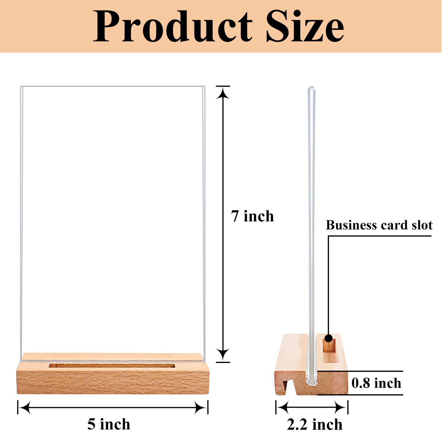 Acrylic Sign Holder Name Card Stand 5 x 7 Plastic Display Stand Paper Holder Picture Photo Frames Flyer Holder for Office Store
