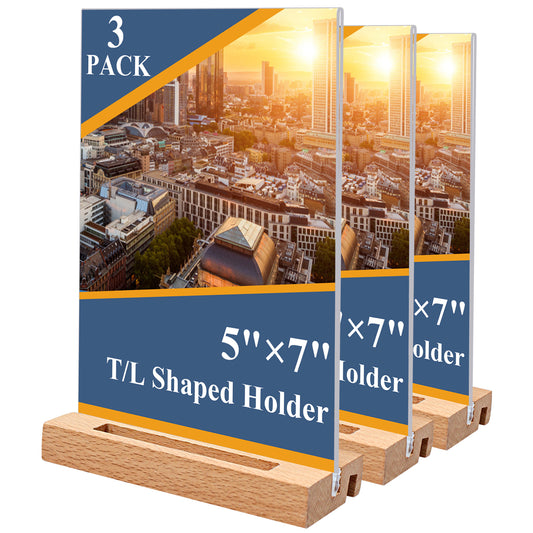 Acrylic Sign Holder Name Card Stand 5 x 7 Plastic Display Stand Paper Holder Picture Photo Frames Flyer Holder for Office Store