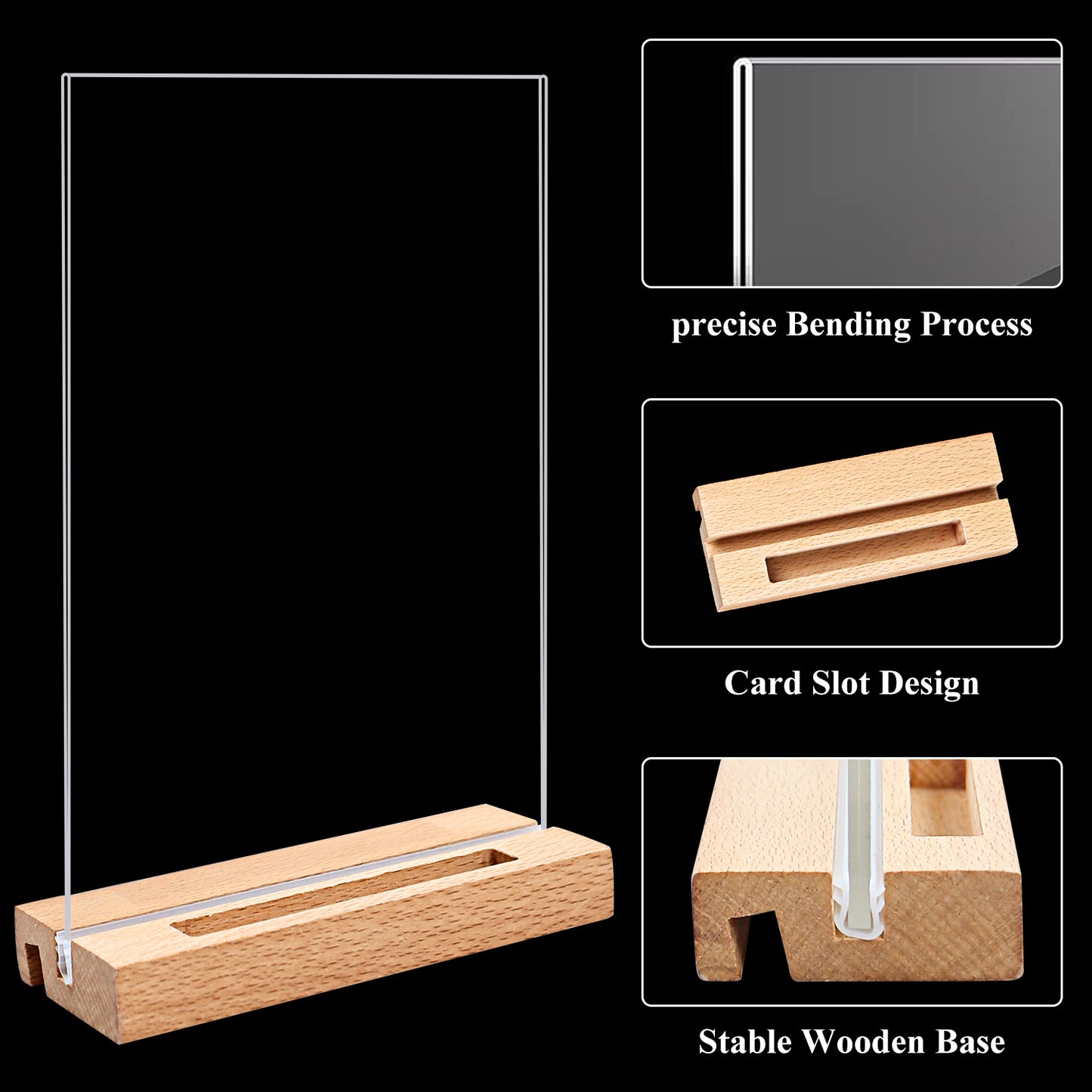 Acrylic Sign Holder Name Card Stand 5 x 7 Plastic Display Stand Paper Holder Picture Photo Frames Flyer Holder for Office Store