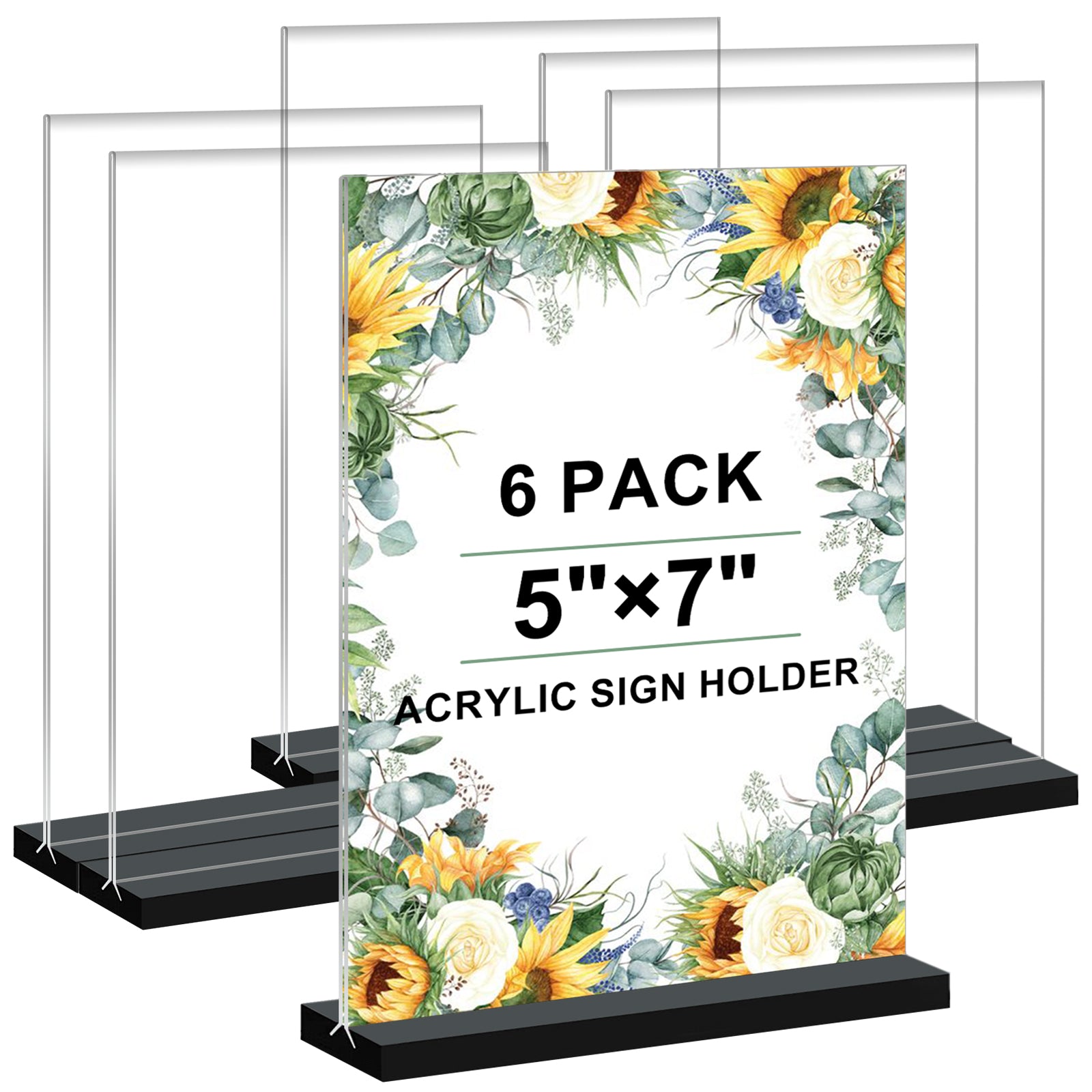 Acrylic Sign Holder 5 x 7 Clear T Shape Double-Sided Desktop Display S ...