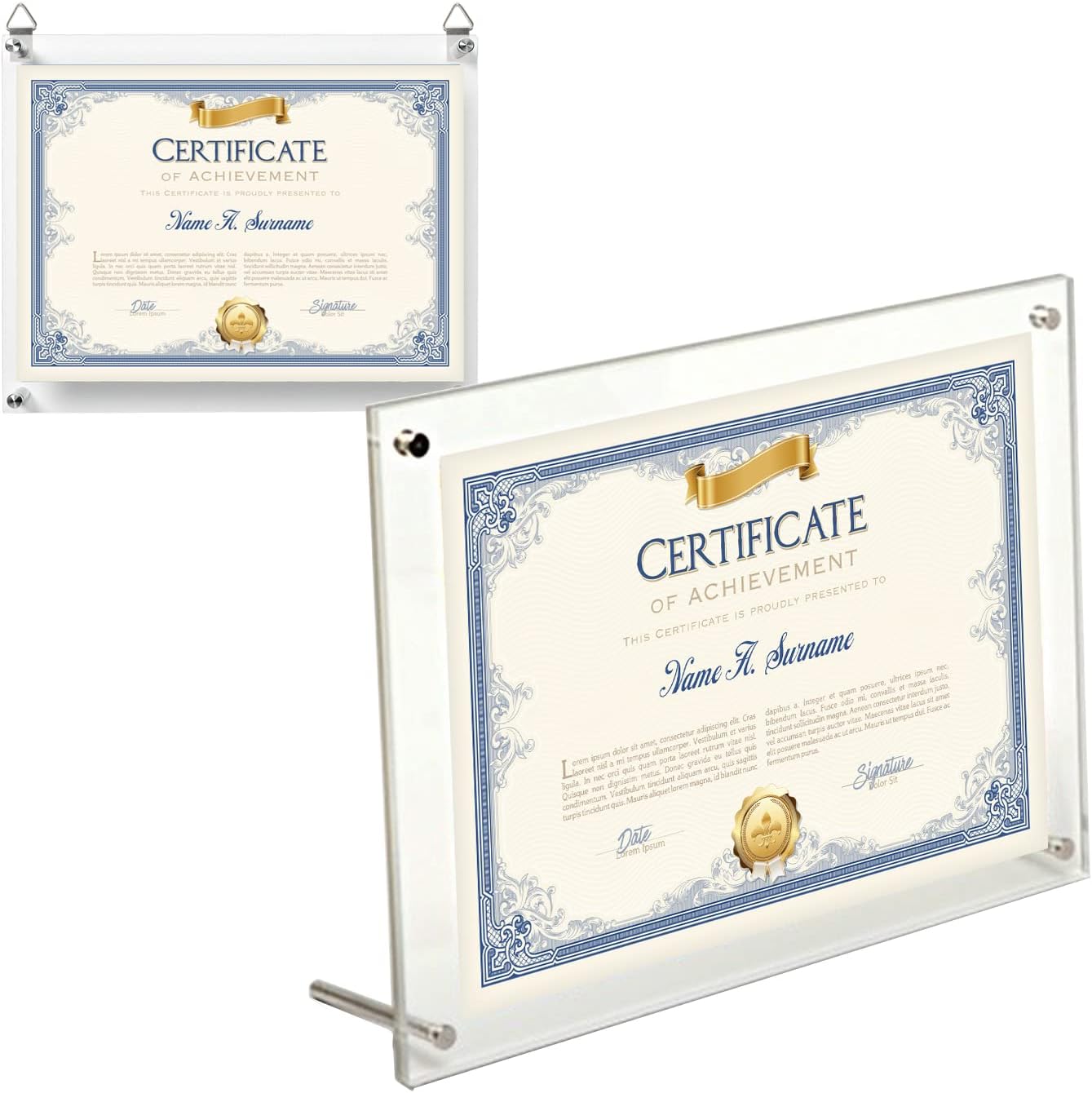 9.2 x 11.2 Acrylic Photo Frame , Clear Certificate Frames , Picture Frame for Tabletop Display, Degree Certificate, and Family Portraits