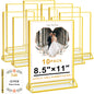 Acrylic Gold Sign Holder, 8.5 x 11 Gold Picture Frames Clear Double Sided Menu Holder for Wedding Table Number 10 Pack