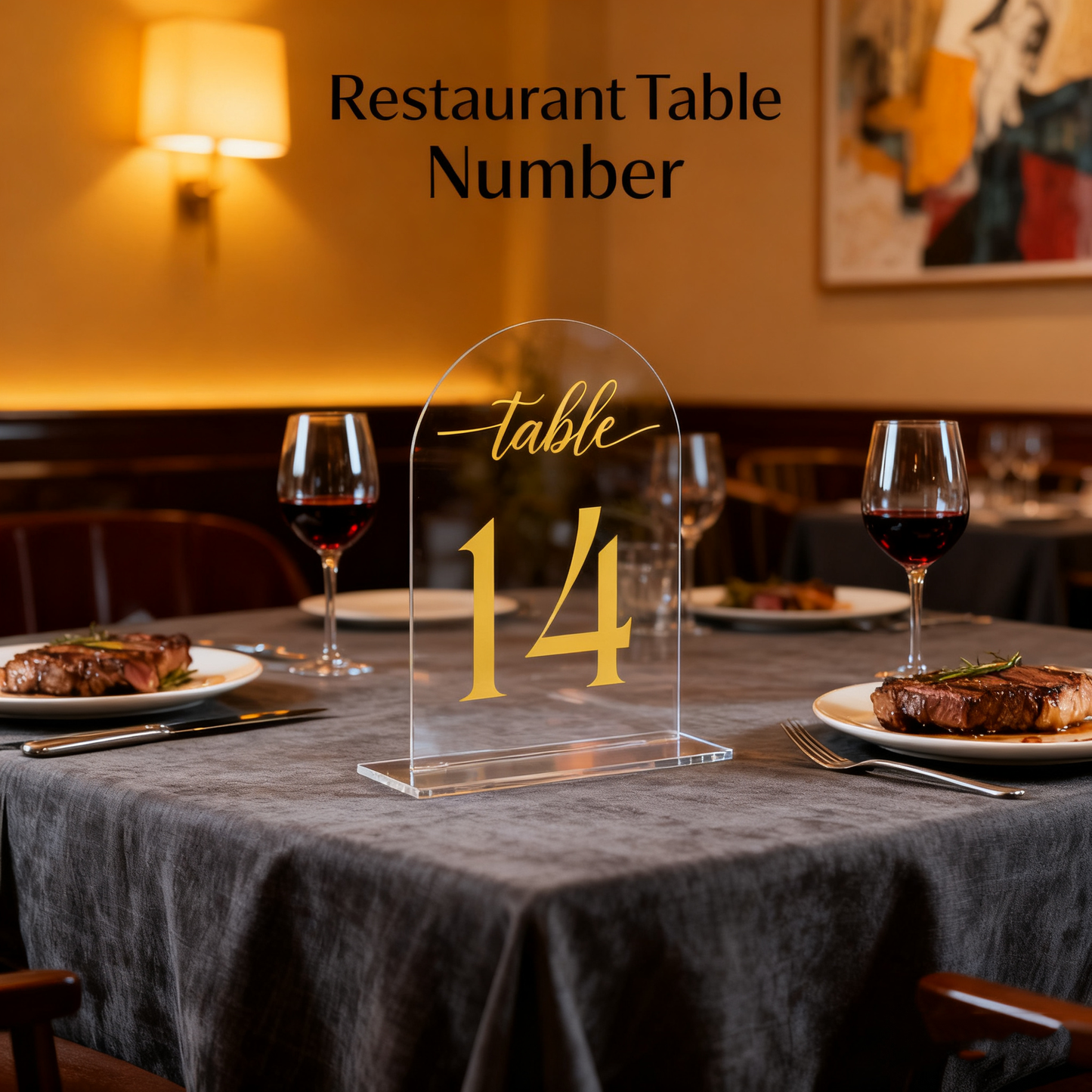 Acrylic Table number plate for Wedding Reception Clear Arch，10 Pack 5" x 7" Gold Font Centerpiece Set with Holder Stands & Head Table Sign - Anniversary, Event, Party, Wedding set 1-10 number