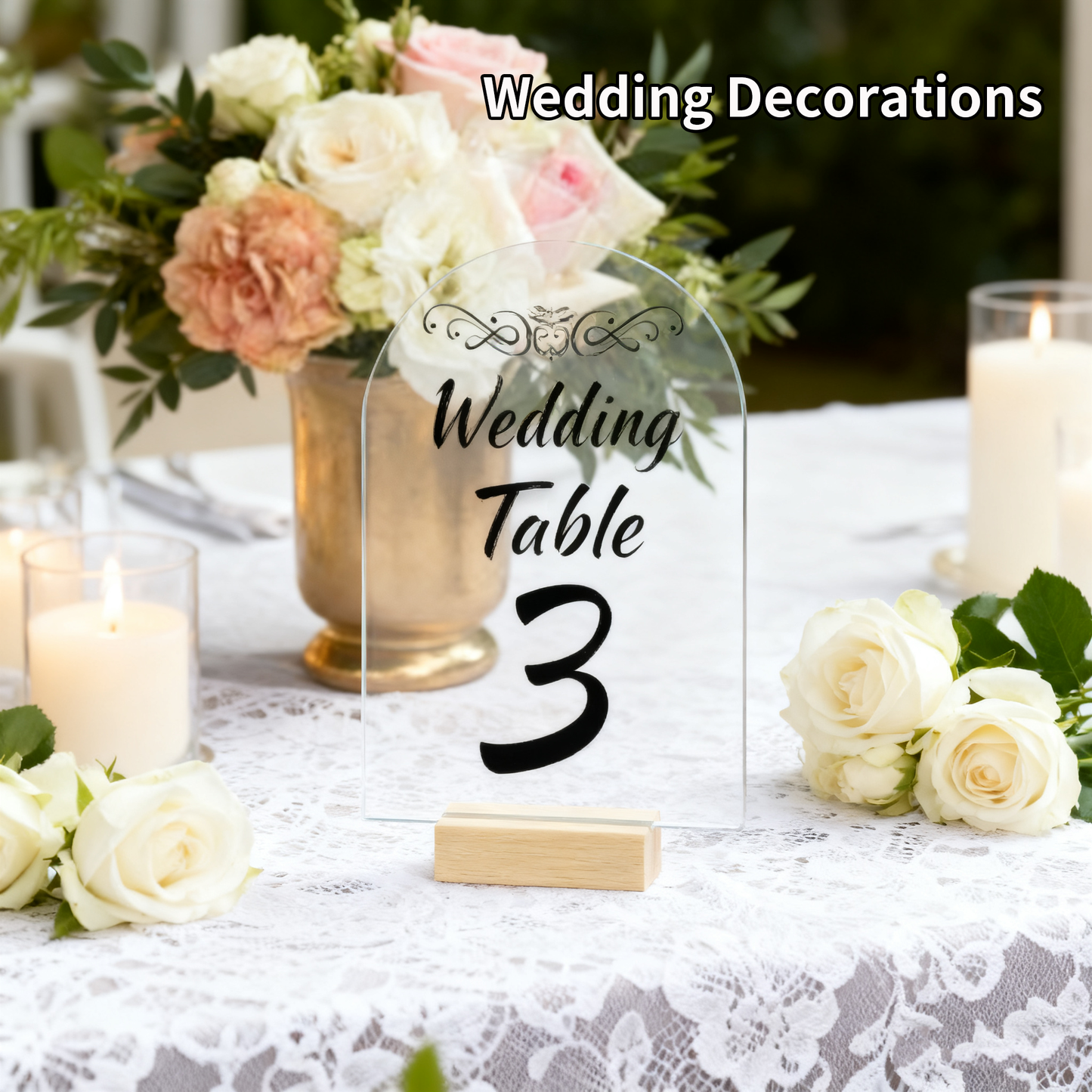 Acrylic Sign 10 Pack 5x7 Inch Blank Clear Arch with Wooden Stands, Arched Round Top Acrylic Sheet, DIY Acrylic Arch Table Numbers，DIY Table Numbers，DIY Name Card Gifts Event Party Sign Decoration