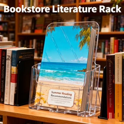 Acrylic Brochure Holder 8.5 x 11”，2 Pack Clear Flyer Display Stand for Desk or Wall Mount, Plastic Literature Holder for Trifold Brochures, Magazines, Menus, Pamphlets, Booklets, Documents