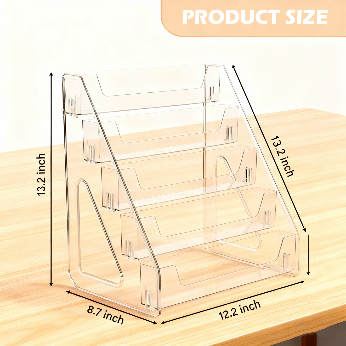 Acrylic Card Display Stand 5 Tier, Clear Display for Greeting Cards, Sports Cards, Postcards, Stickers & Brochures, Easy Snap-On, Increased Height & Thickness for Better，Thick Stable Design with Quick Snap-On Assembly for Stores & Exhibitions