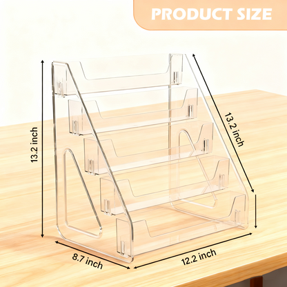 Acrylic Card Display Stand 5 Tier, Clear Display for Greeting Cards, Sports Cards, Postcards, Stickers & Brochures, Easy Snap-On, Increased Height & Thickness for Better，Thick Stable Design with Quick Snap-On Assembly for Stores & Exhibitions