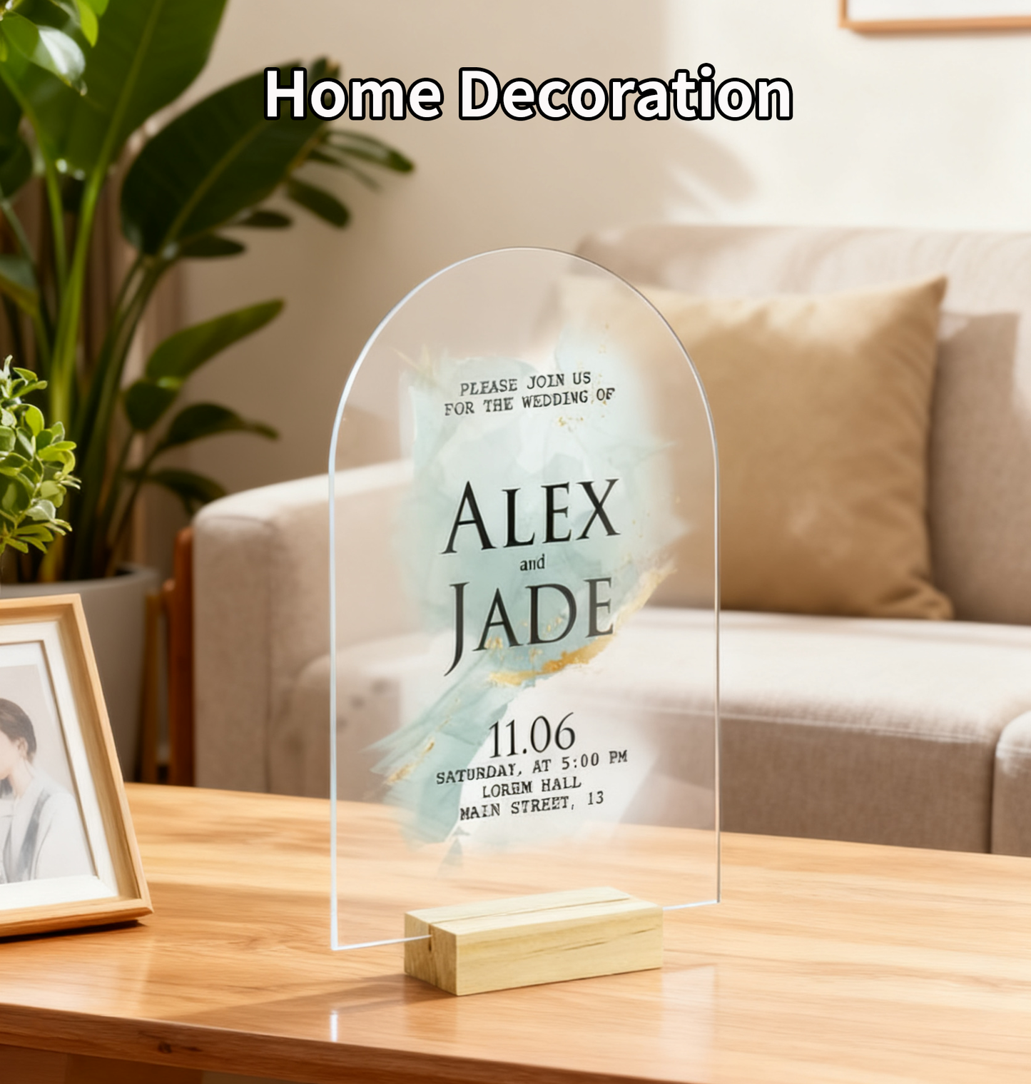 Acrylic Sign 10 Pack 5x7 Inch Blank Clear Arch with Wooden Stands, Arched Round Top Acrylic Sheet, DIY Acrylic Arch Table Numbers，DIY Table Numbers，DIY Name Card Gifts Event Party Sign Decoration