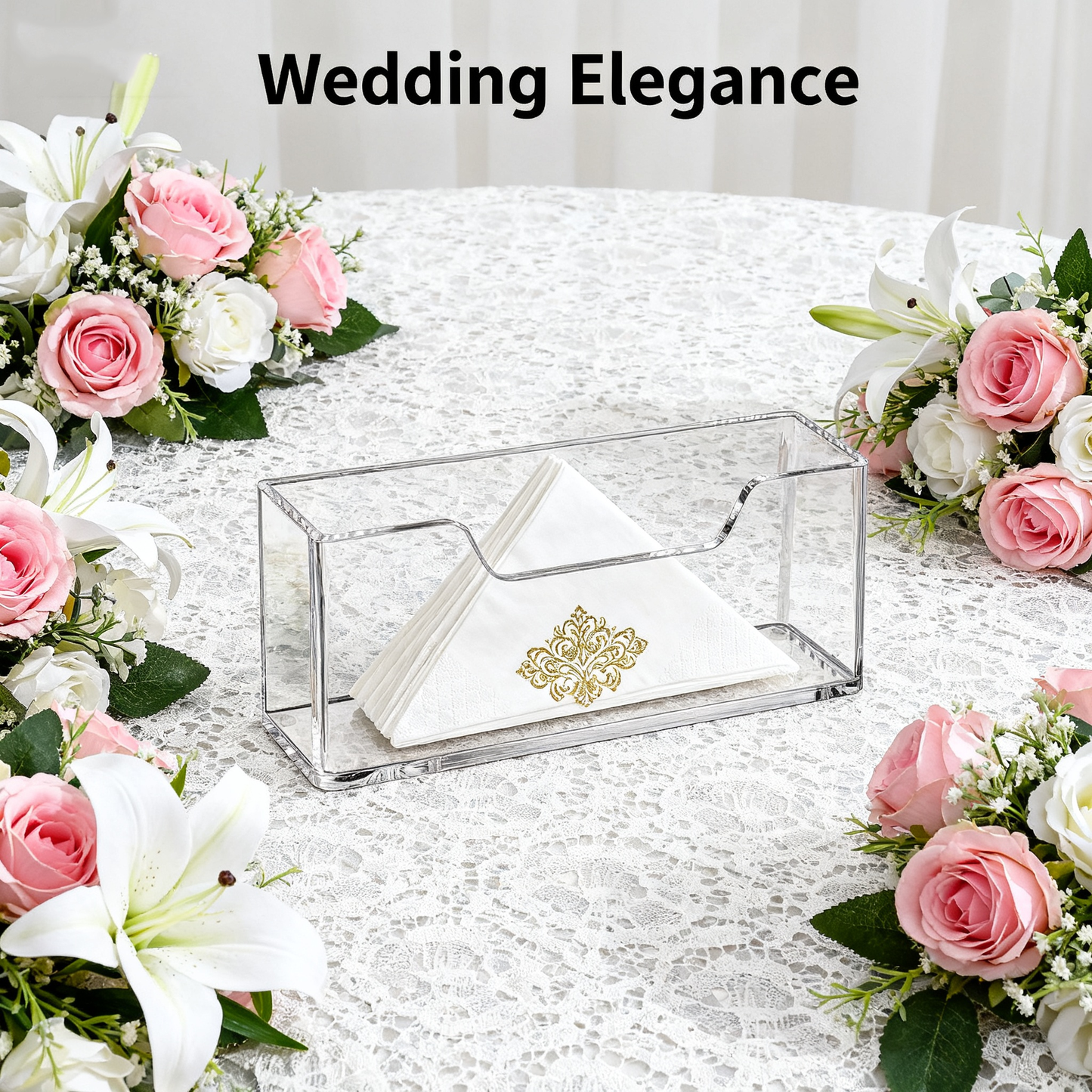 Acrylic Clear Napkin Holder for Bathroom, Clear Waterproof Splashing Vertical Napkin Holder for Kitchen, Disposable Hand Towel Holder, Modern Dining Table Napkin Tray for Home, Hotel, Office