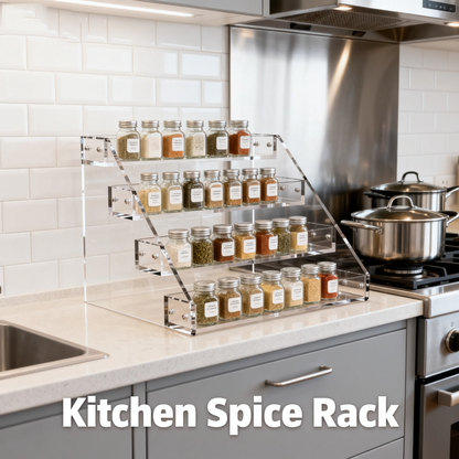 12" Acrylic Riser Display Stands - 4 Tier Clear Acrylic Display Shelf, Double Sided Usable, Makeup, Collectibles, Cupcakes & Dessert Table Decoration Acrylic Shelves for Funko Pop Figures , Cupcake, Candy Food