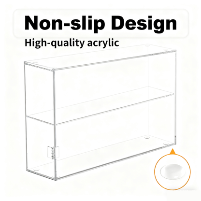 Acrylic Display Case 2 Tiers, Clear Display Case for Funko Pop Figures, Wall Mounted or Desktop Dustproof Display Cabinet Box for Collectibles,Rock,Crystals,Mini Toys,Decorative Crystals