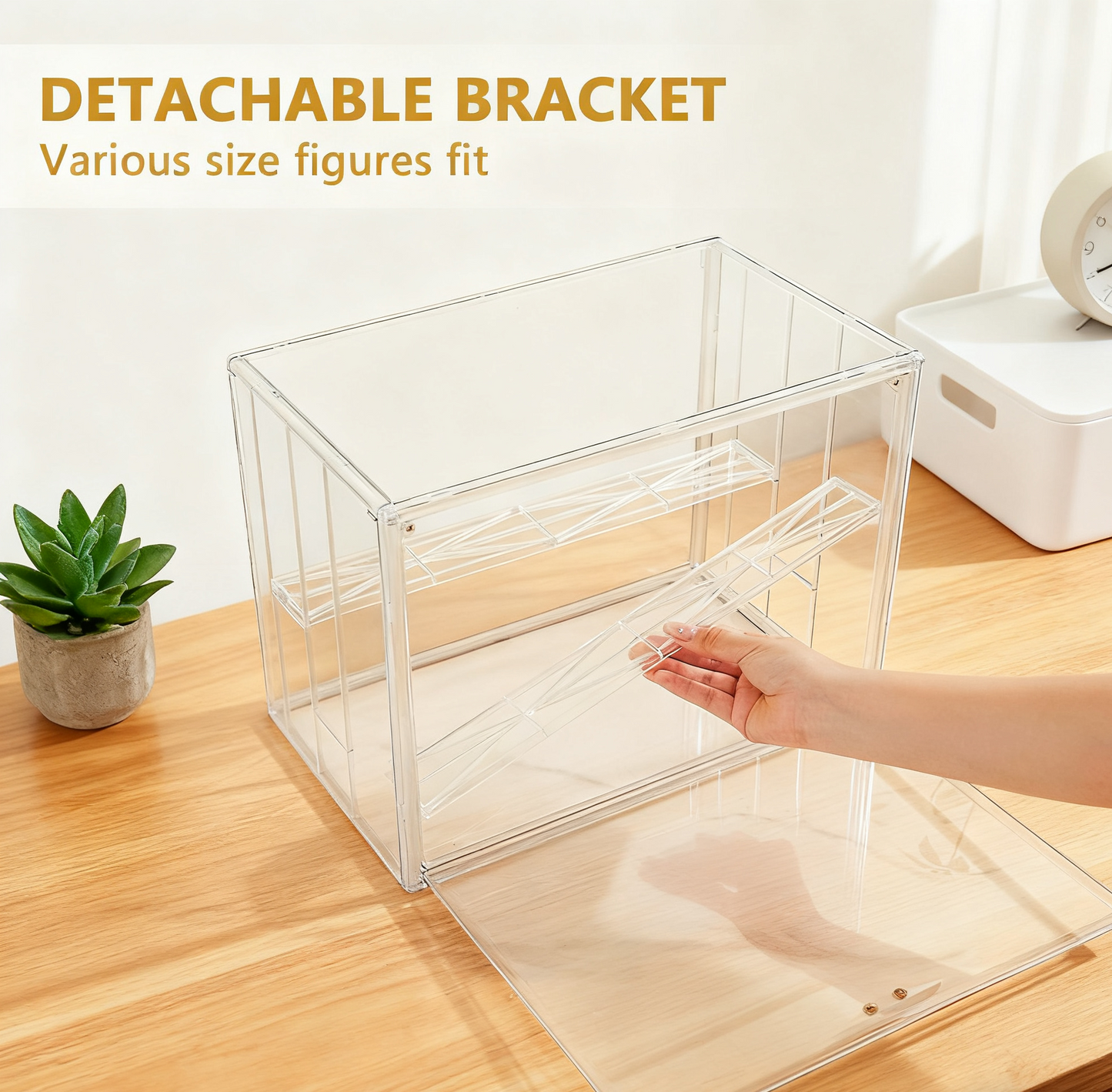 Acrylic Display Case for Collectibles 3 Layer 2Pcs Adjustable Figure Display Case with Magnetic Door Clear Stackable Display Box for Figures Showcase，Ideal for Blind Box Figures & Model Collectibles