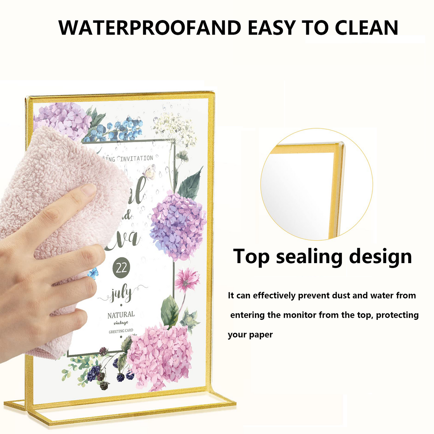 Acrylic Sign Holder 5 x 7 Inch 18 Pack Gold Frames Wedding Table Number Holders, Double Sided Clear Picture Frames, Vertical Table Number Display Stands for Weddings, Events, Menus, Home & Office Decor