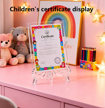 Acrylic Easel Clear Stand 6 Pack 7 Inch， Picture Frames, Books, Photos, or Signs – Transparent Plate Display Stand for Home & Office Decor