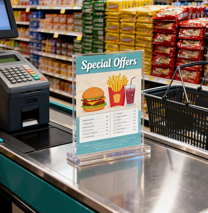 Acrylic Sign Holder, 5x7”, 15 Pack Double Sided Vertical Clear Vertical Table Menu Display,for Restaurants, Office, Store, Fair，Trade Shows