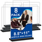 8.5 x 11 Acrylic Sign Holder Vertical Double-Sided Tabletop Sign Holder with Black Base, Plastic Picture Frame Paper Holder, Clear Menu Display Stand for Office Restaurant Store Home 8 Pack