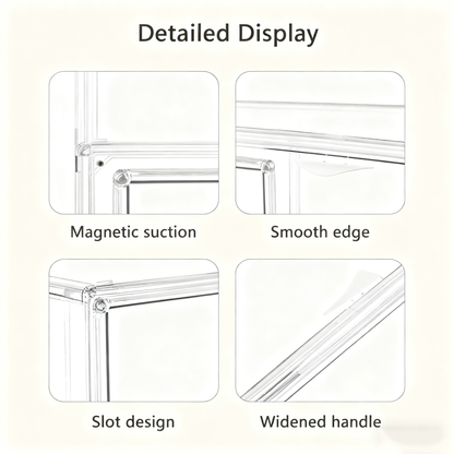 Acrylic Display Case for Collectibles 3 Layer 2Pcs Adjustable Figure Display Case with Magnetic Door Clear Stackable Display Box for Figures Showcase，Ideal for Blind Box Figures & Model Collectibles