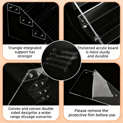 12" Acrylic Riser Display Stands - 4 Tier Clear Acrylic Display Shelf, Double Sided Usable, Makeup, Collectibles, Cupcakes & Dessert Table Decoration Acrylic Shelves for Funko Pop Figures , Cupcake, Candy Food