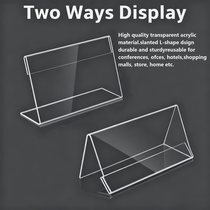 Small Acrylic Sign Holder 3.5" x 2", 30 PCS Mini Acrylic Food Sign Labels for Party Buffet, Retail Price Display Holder, Clear Table Counter Top Stand for Place Cards, Name Card, Wedding and Event Use Sign