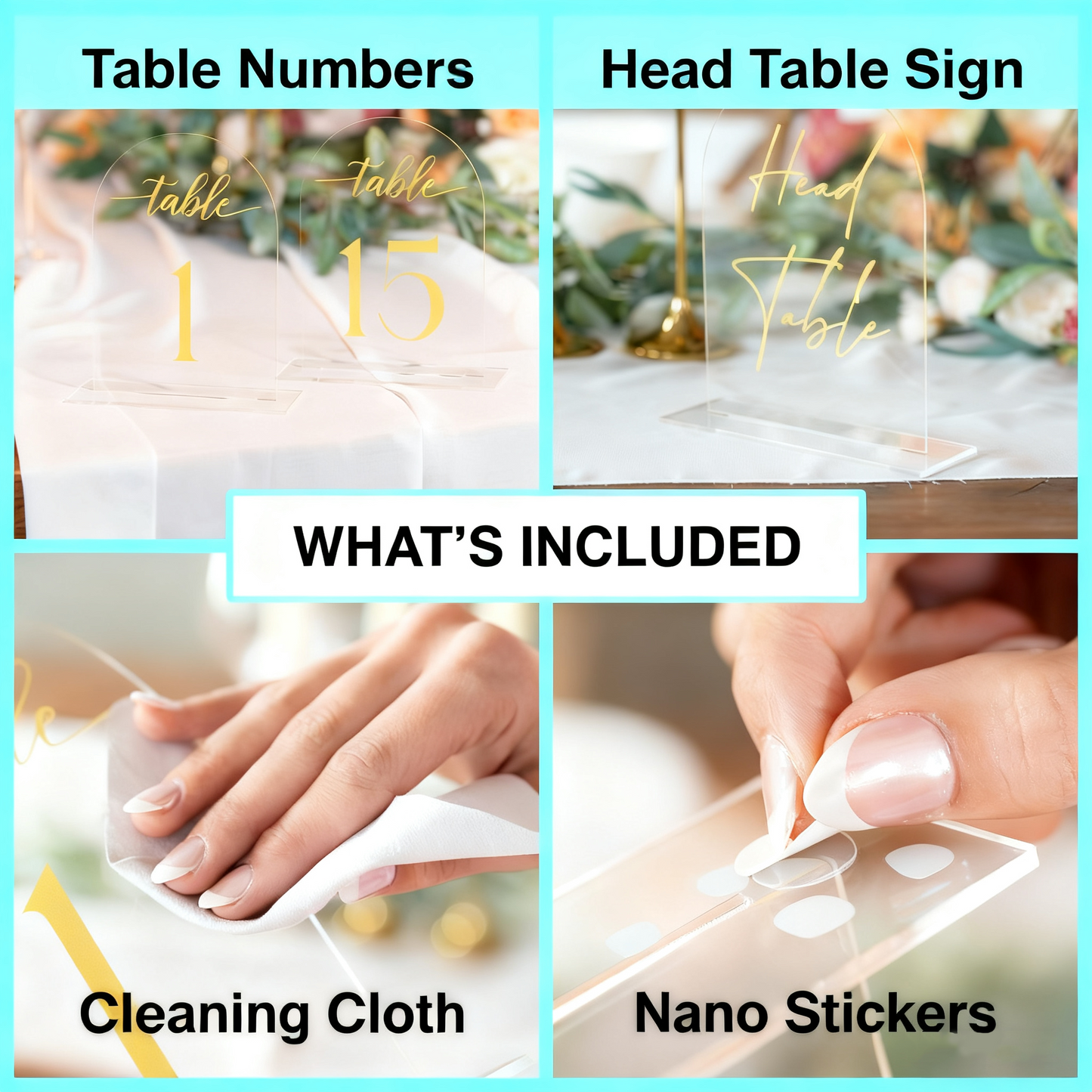 Acrylic Table number plate for Wedding Reception Clear Arch，10 Pack 5" x 7" Gold Font Centerpiece Set with Holder Stands & Head Table Sign - Anniversary, Event, Party, Wedding set 1-10 number