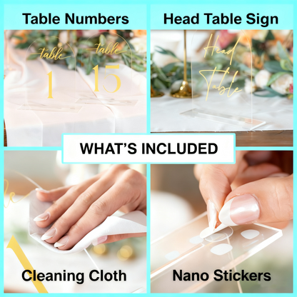 Acrylic Table number plate for Wedding Reception Clear Arch，10 Pack 5" x 7" Gold Font Centerpiece Set with Holder Stands & Head Table Sign - Anniversary, Event, Party, Wedding set 1-10 number
