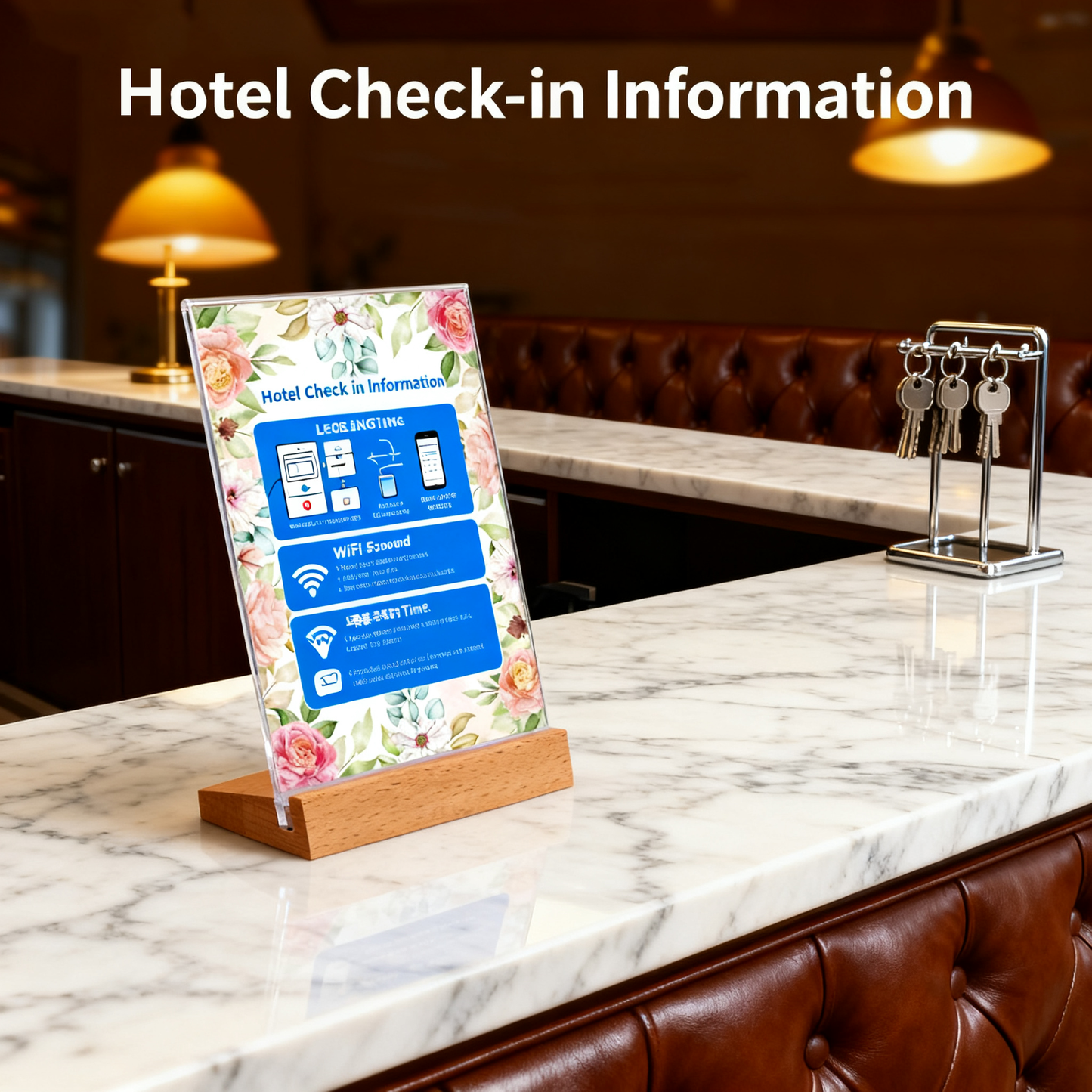 Acrylic Sign Holder 3 Pack 5”x7”，Slant Back Design L Shape/Vertical，Clear Acrylic Holder Wooden base, Slanted Back Menu Holder for Restaurant, Office, Wedding, or Retail Counter