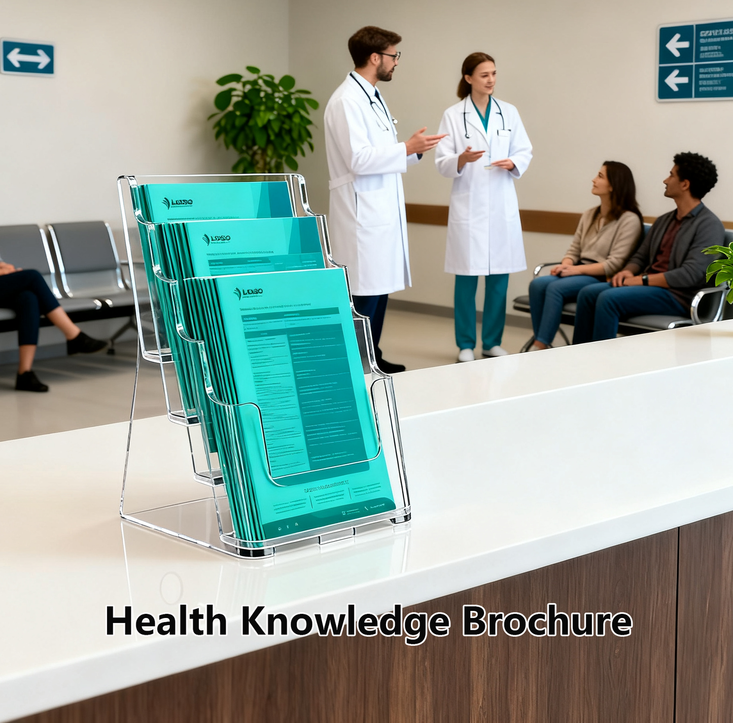 Acrylic Brochure Holder 8.5x11 inch, 1 Pack 4 Tier Clear Literature Organizer Stand with Removable Divider, Wall Mount or Countertop Display for 4 x 9 inch Magazines, Flyers, Pamphlets