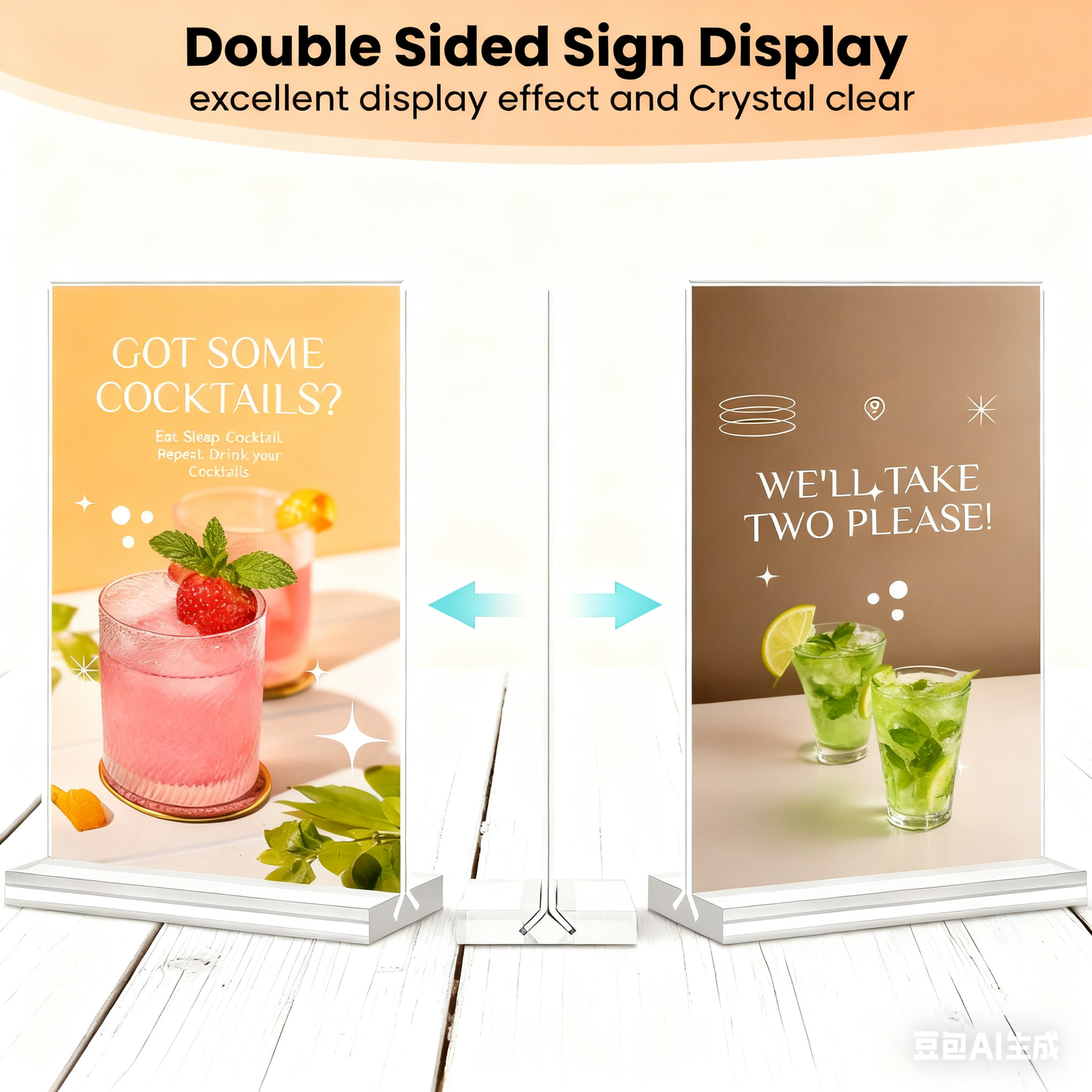 Acrylic Sign Holder 4x6”, 15 Pack Clear Double Sided Vertical Display Stand for Tabletop， for Menu, Flyers, Photos, Perfect for Restaurants, Retail Stores, Office Desks, Exhibitions