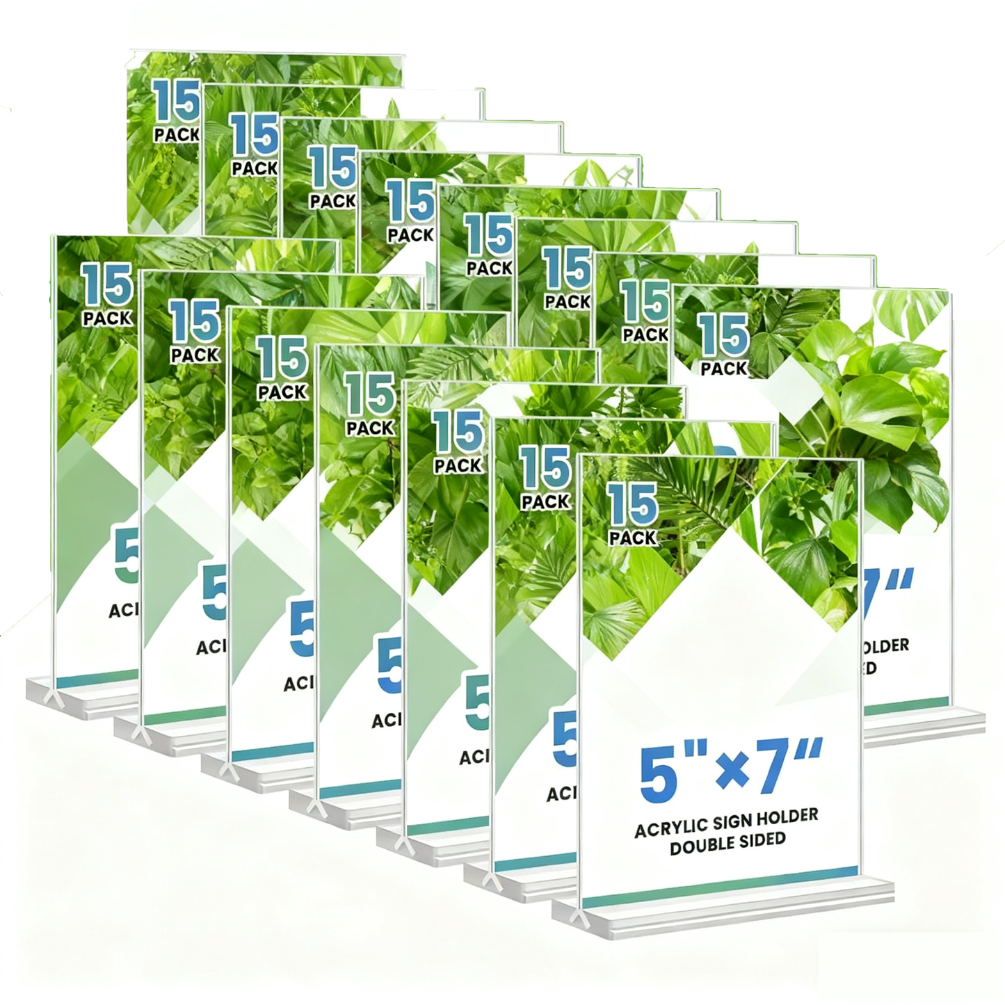Acrylic Sign Holder, 5x7”, 15 Pack Double Sided Vertical Clear Vertical Table Menu Display,for Restaurants, Office, Store, Fair，Trade Shows