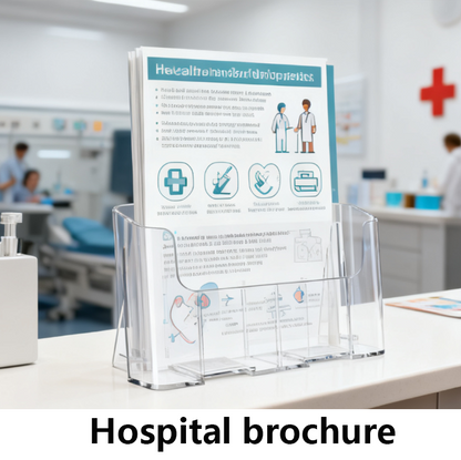 Acrylic Brochure Holder 8.5 x 11”，2 Pack Clear Flyer Display Stand for Desk or Wall Mount, Plastic Literature Holder for Trifold Brochures, Magazines, Menus, Pamphlets, Booklets, Documents