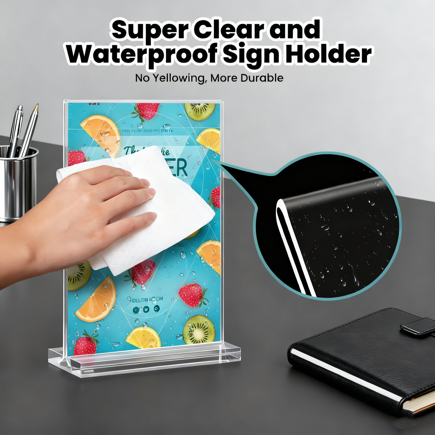 Acrylic Sign Holder, 5x7”, 15 Pack Double Sided Vertical Clear Vertical Table Menu Display,for Restaurants, Office, Store, Fair，Trade Shows