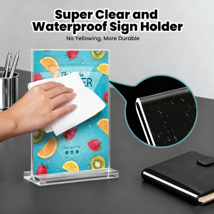 Acrylic Sign Holder, 5x7”, 15 Pack Double Sided Vertical Clear Vertical Table Menu Display,for Restaurants, Office, Store, Fair，Trade Shows