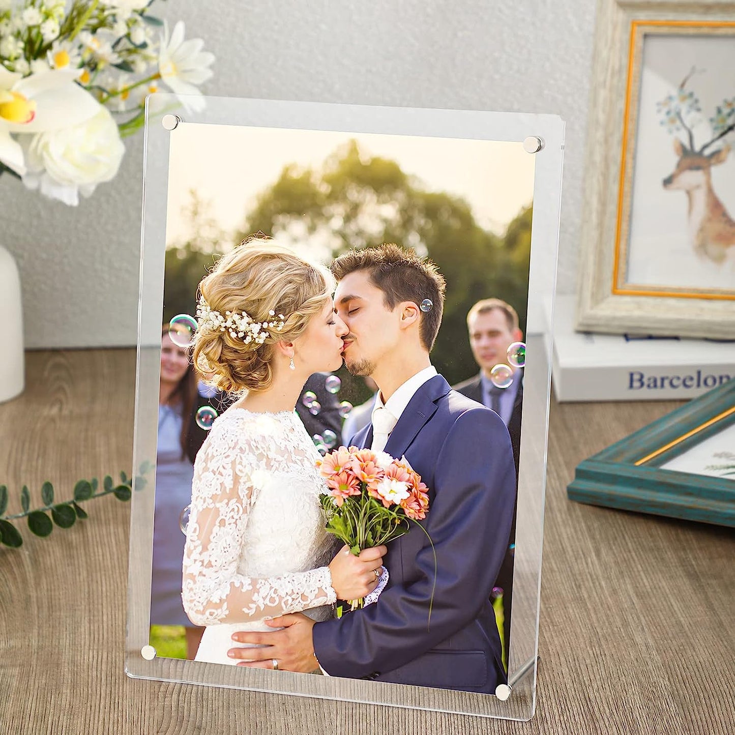 Clear Acrylic Picture Frames Acrylic Photo Frame Desktop Display for Bedroom Living Room Home Office 7.3x 5.3 Inch