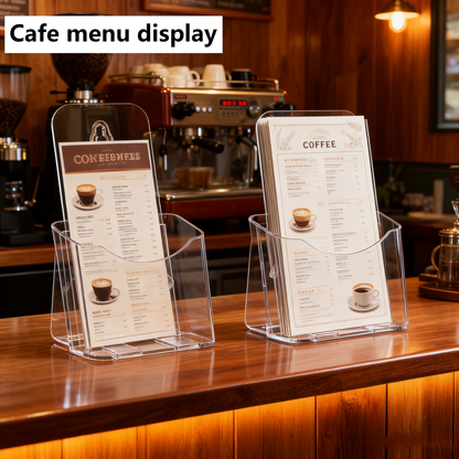 Acrylic Brochure Holder 4x9 Inches 2 Pack Slant Back Design, Clear Display Stand, Plastic Table Stand Sign Holder Pamphlet Holder Flyer Holder,  Acrylic Table Signs Plastic Paper Holder for Office, Home, Store